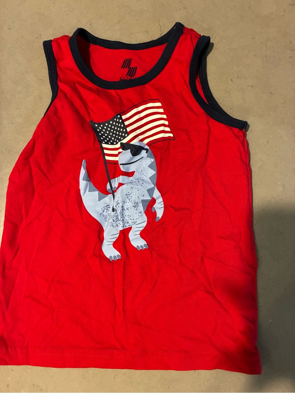 Red Dino Flag Tank Top for Kids - Sleeveless Graphic Tee